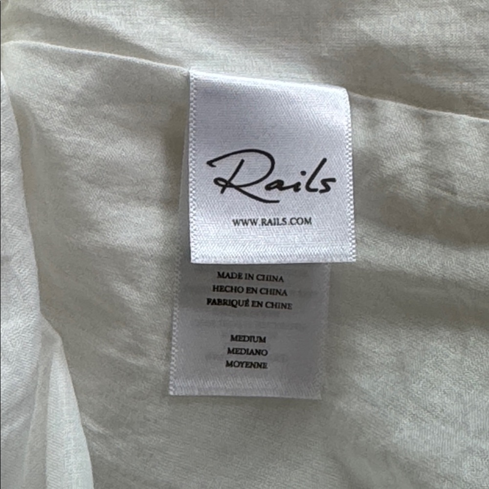 Rails Gia White Midi Dress Medium Eyelet Tiered‎ Flutter Sleeve NO BELT NWOT - Picture 13 of 15